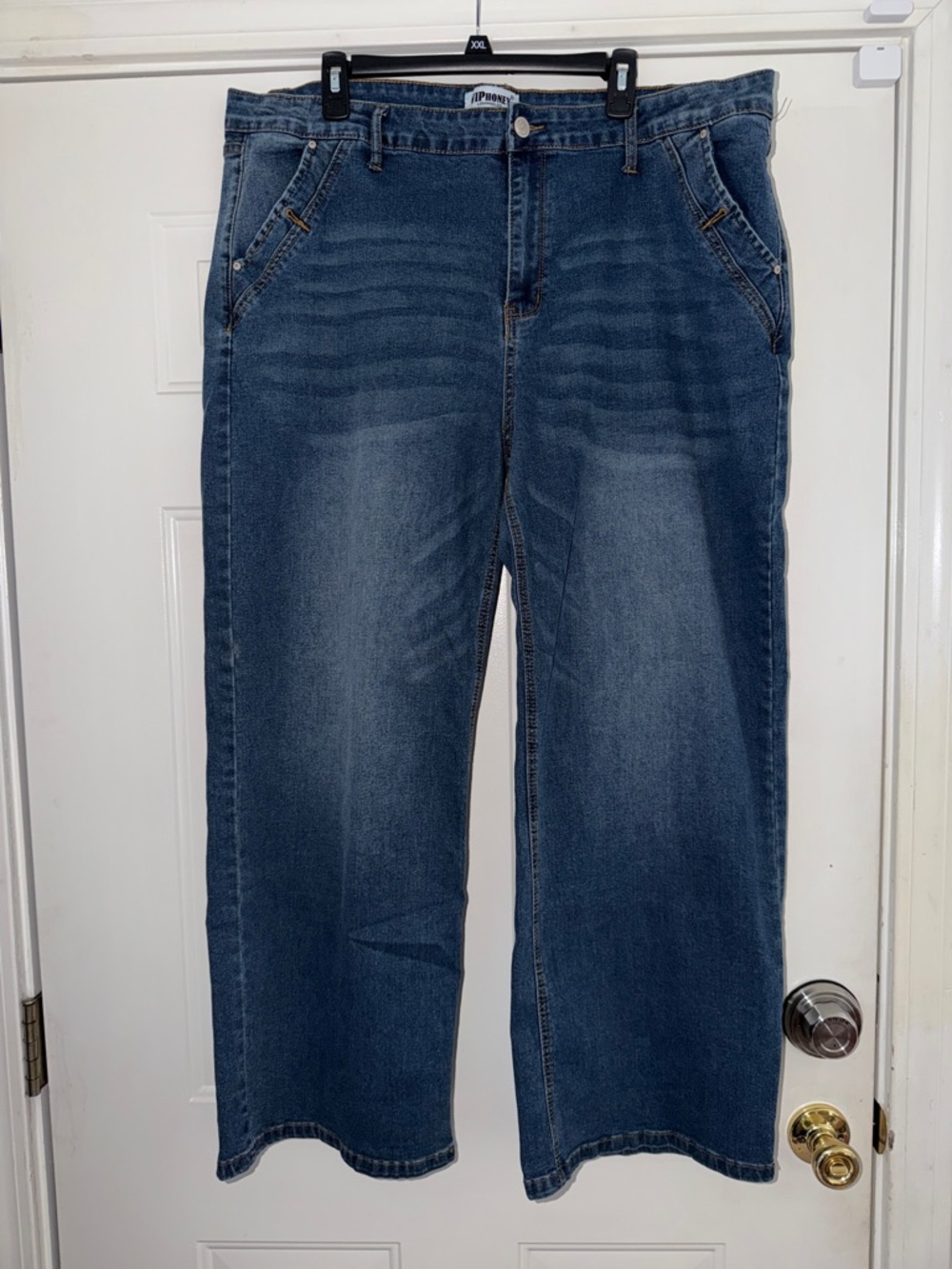 VIP Honey Women's Wide Leg Flare Jeans in Dark Blue Wash. 5XL
